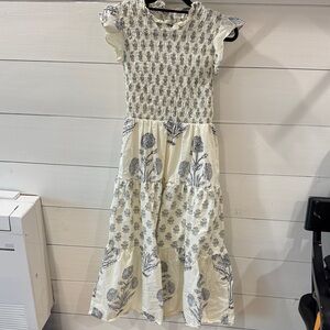 Entro Black and Cream Floral Midi Dress